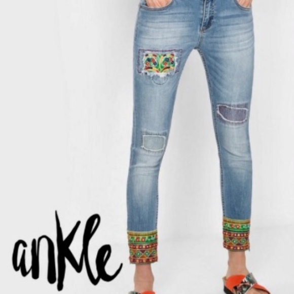 Desigual Ethnic Ankle Denim Jeans - Picture 2 of 13